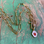 Sacred Heart Cross Locket Paperclip Necklace