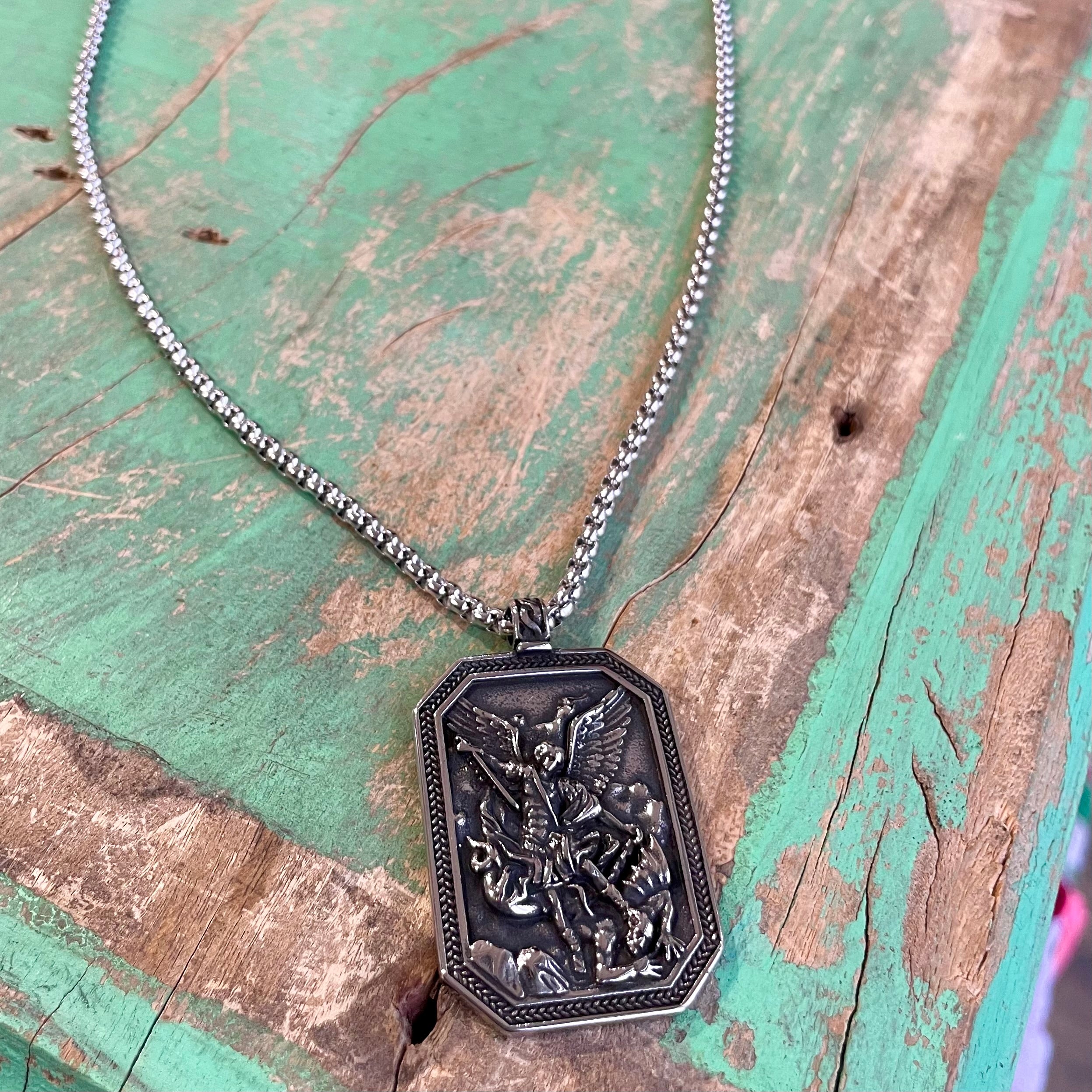St Michael Stainless Steel Chain Necklace