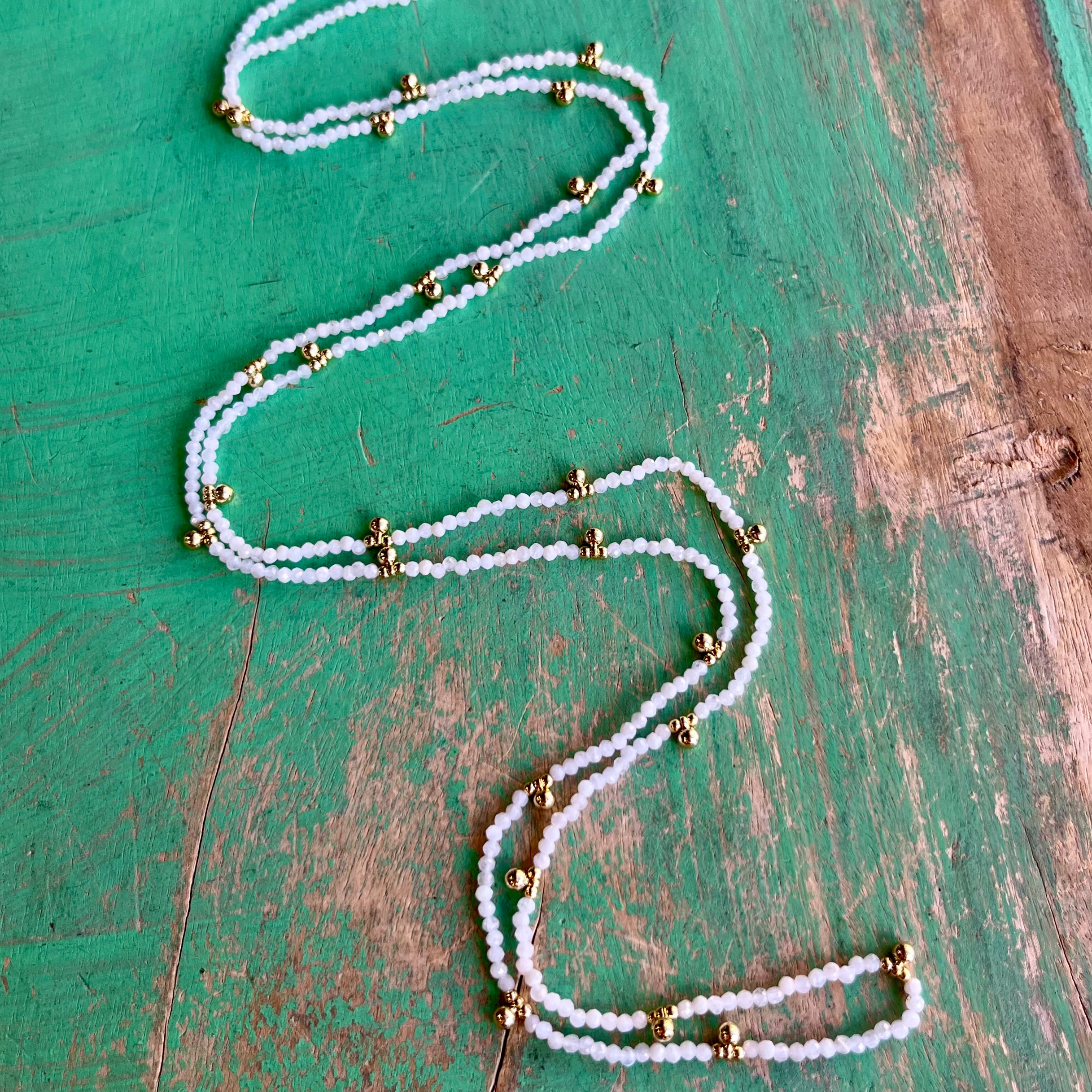 Long Natural Stone Layering Necklaces