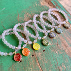 Colorful Enamel St Benedict White Agate Bracelet