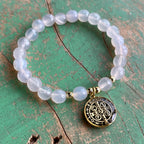 Colorful Enamel St Benedict White Agate Bracelet