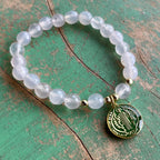Colorful Enamel St Benedict White Agate Bracelet