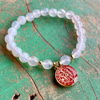 Colorful Enamel St Benedict White Agate Bracelet