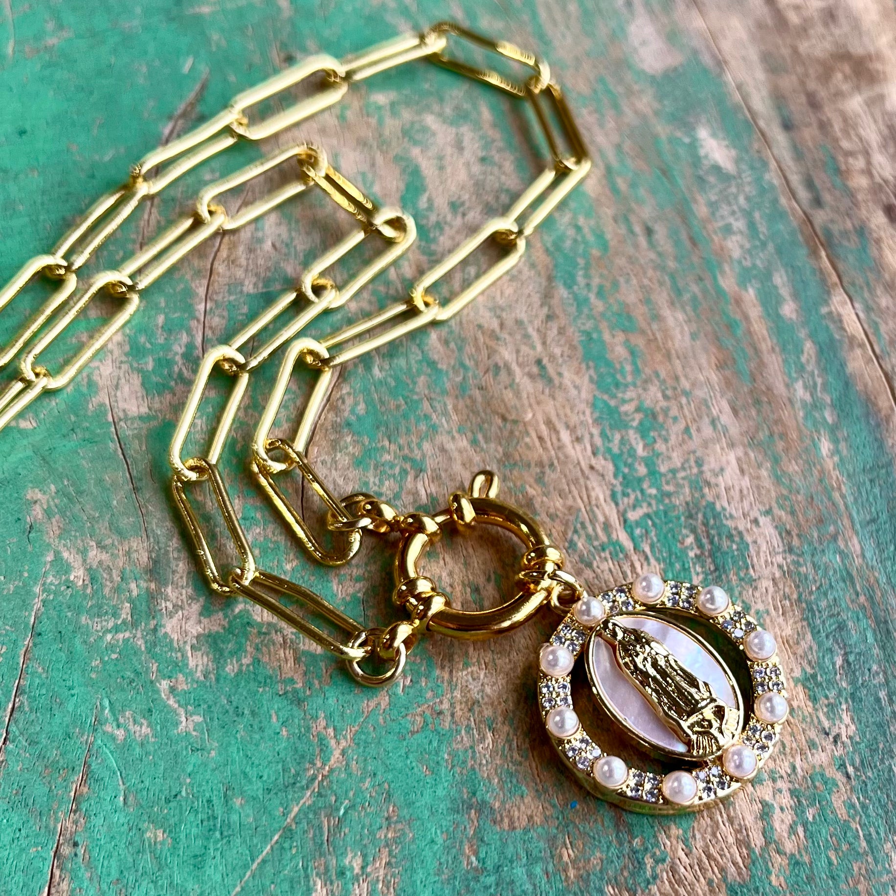 Pearl OLG Paperclip Necklace