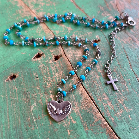 Turquoise Angel Heart Necklace