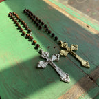 Brass Crucifix Wood Bead Car Blessing,