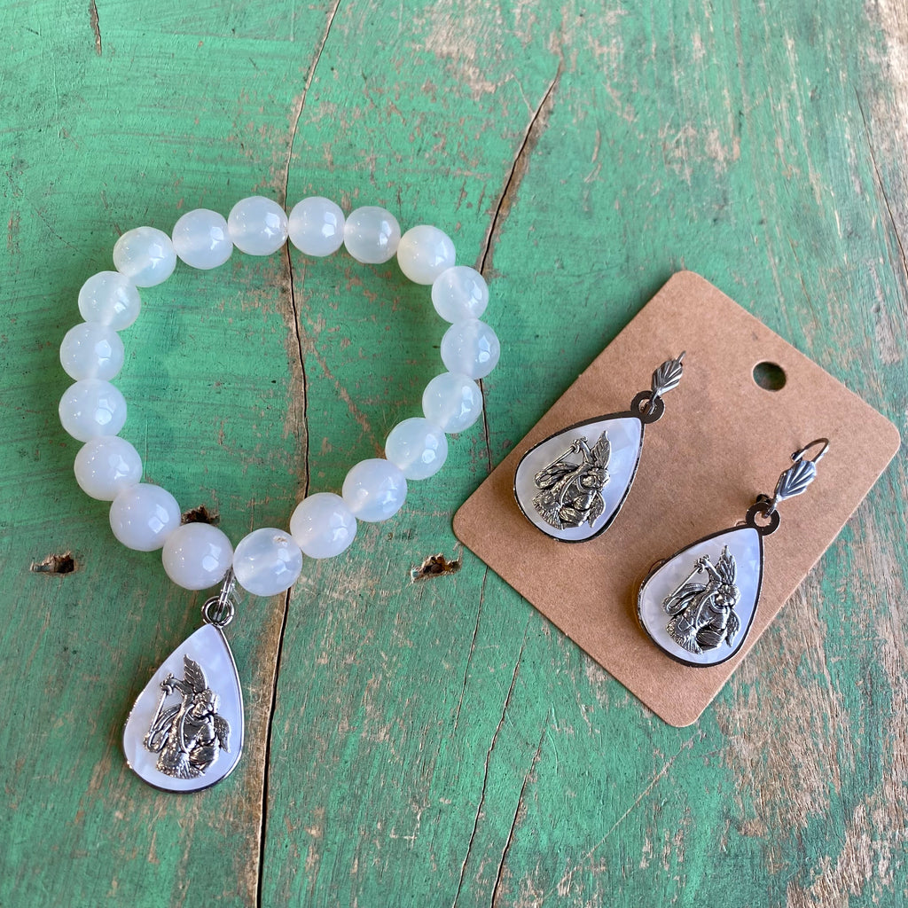 Elegant Saint Bracelets and Earrings