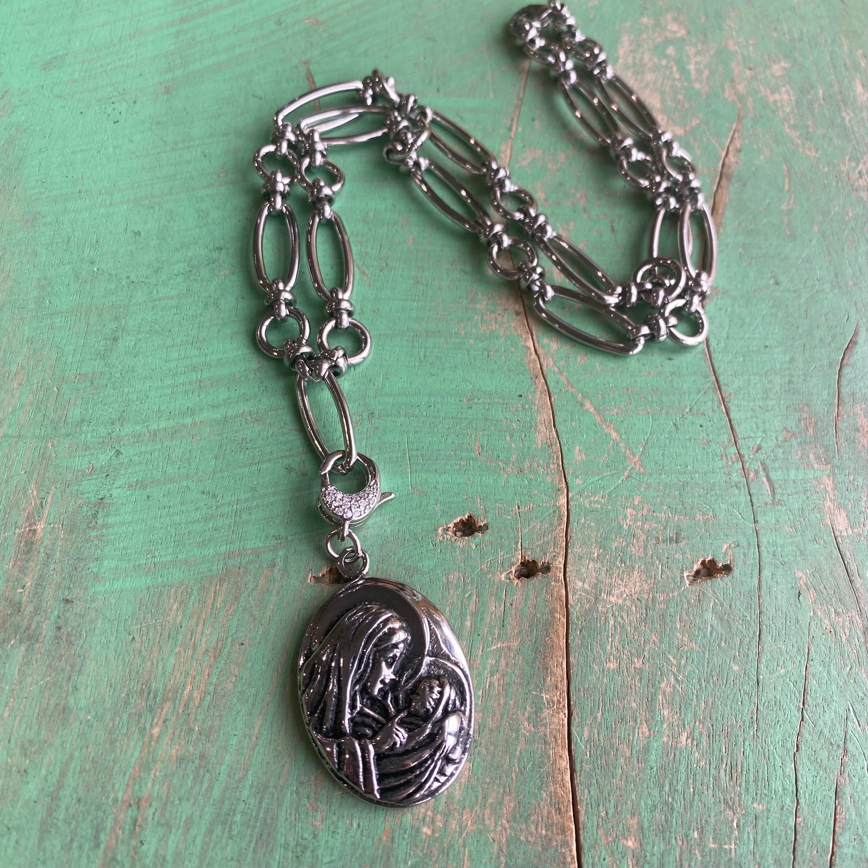 Mother Mary and Baby Jesus Necklace