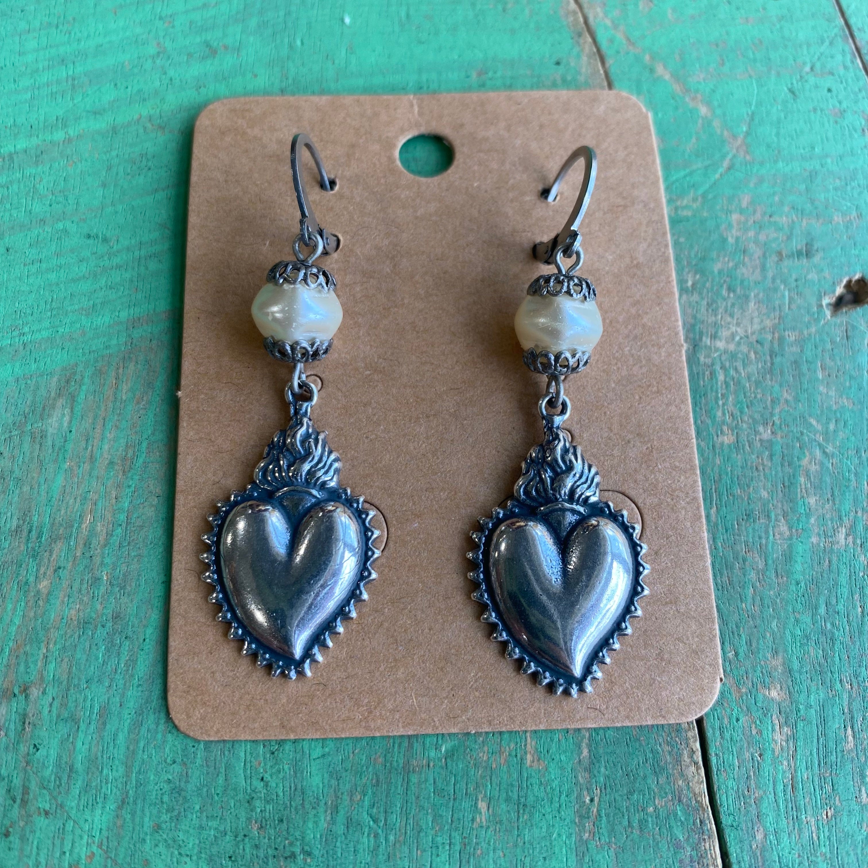 Paperclip Elegant Sacred Heart Necklace Or Earrings