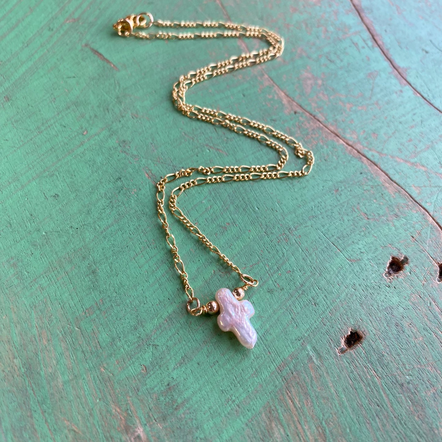 Sweet Simplicity Pearl Cross Necklace