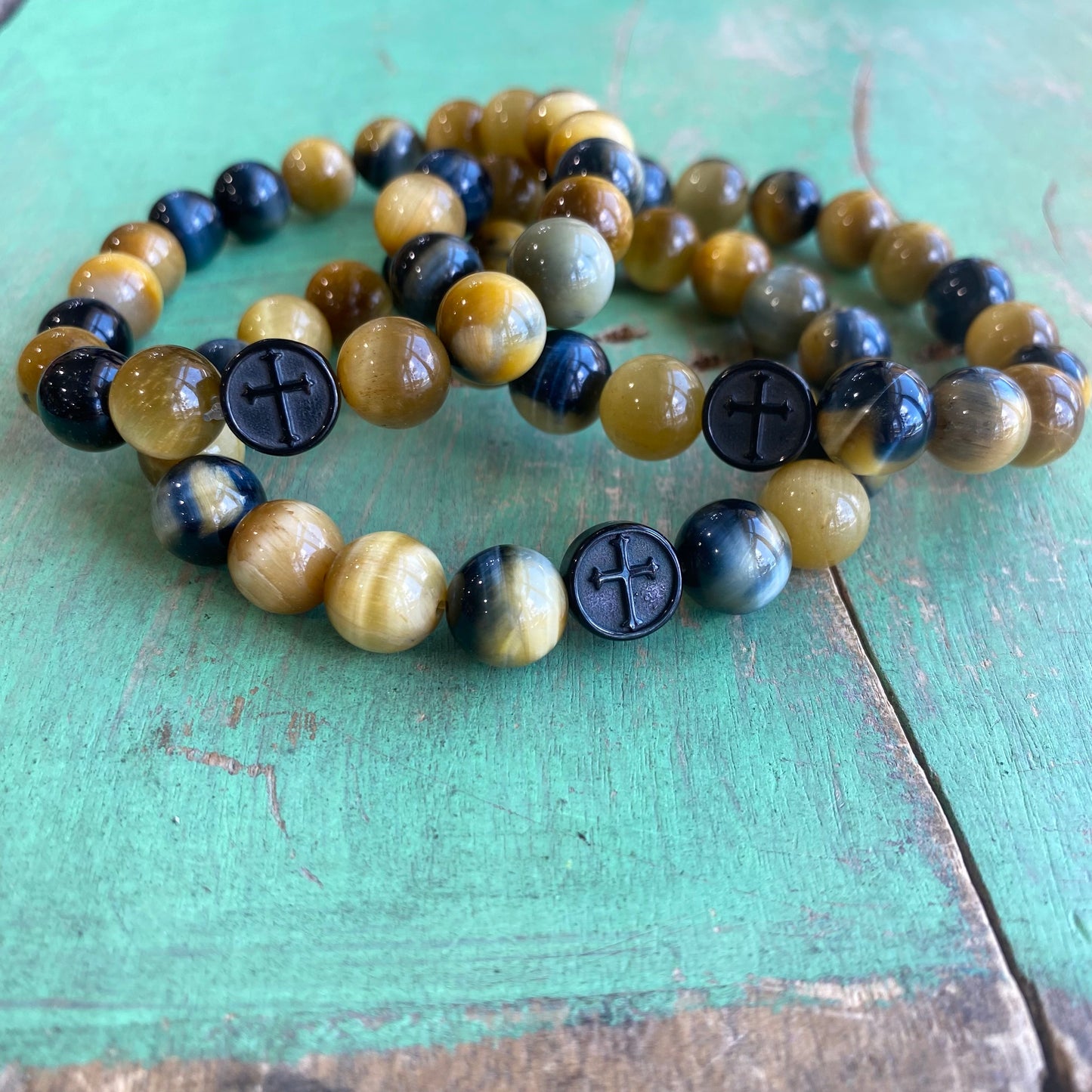 Sand Tones Tiger Eye Cross Bracelet