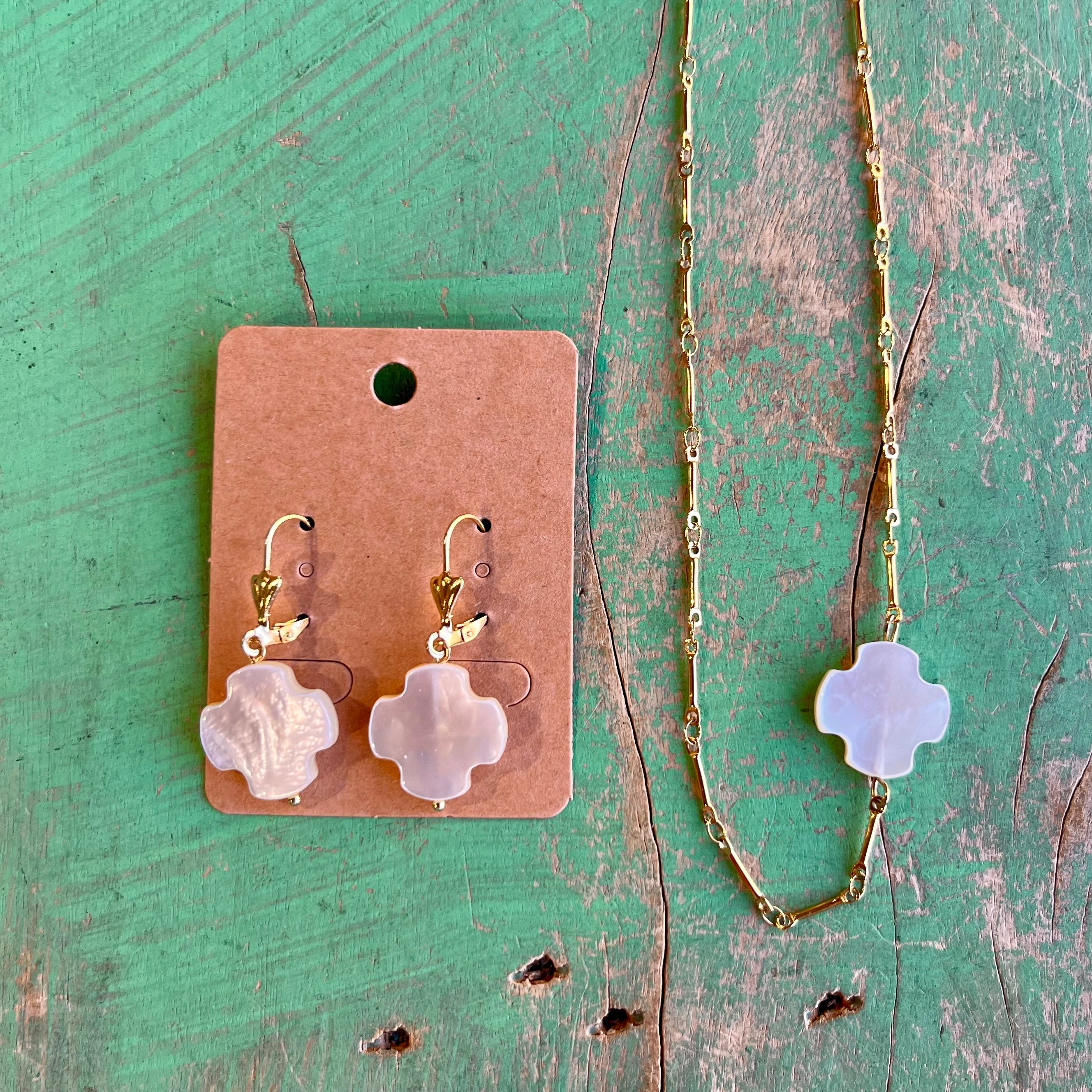 Shell Square Cross Necklaces or Earrings