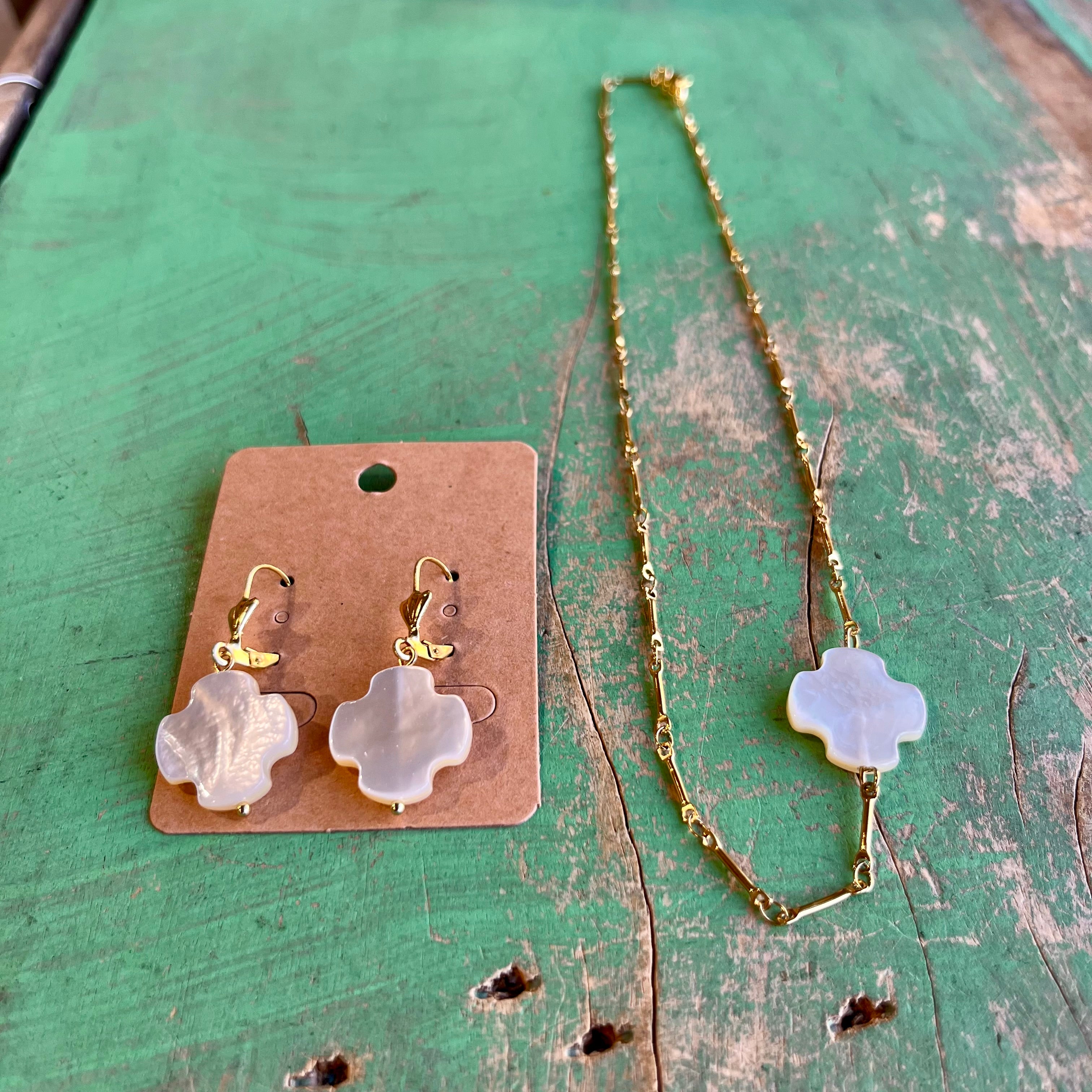 Shell Square Cross Necklaces or Earrings