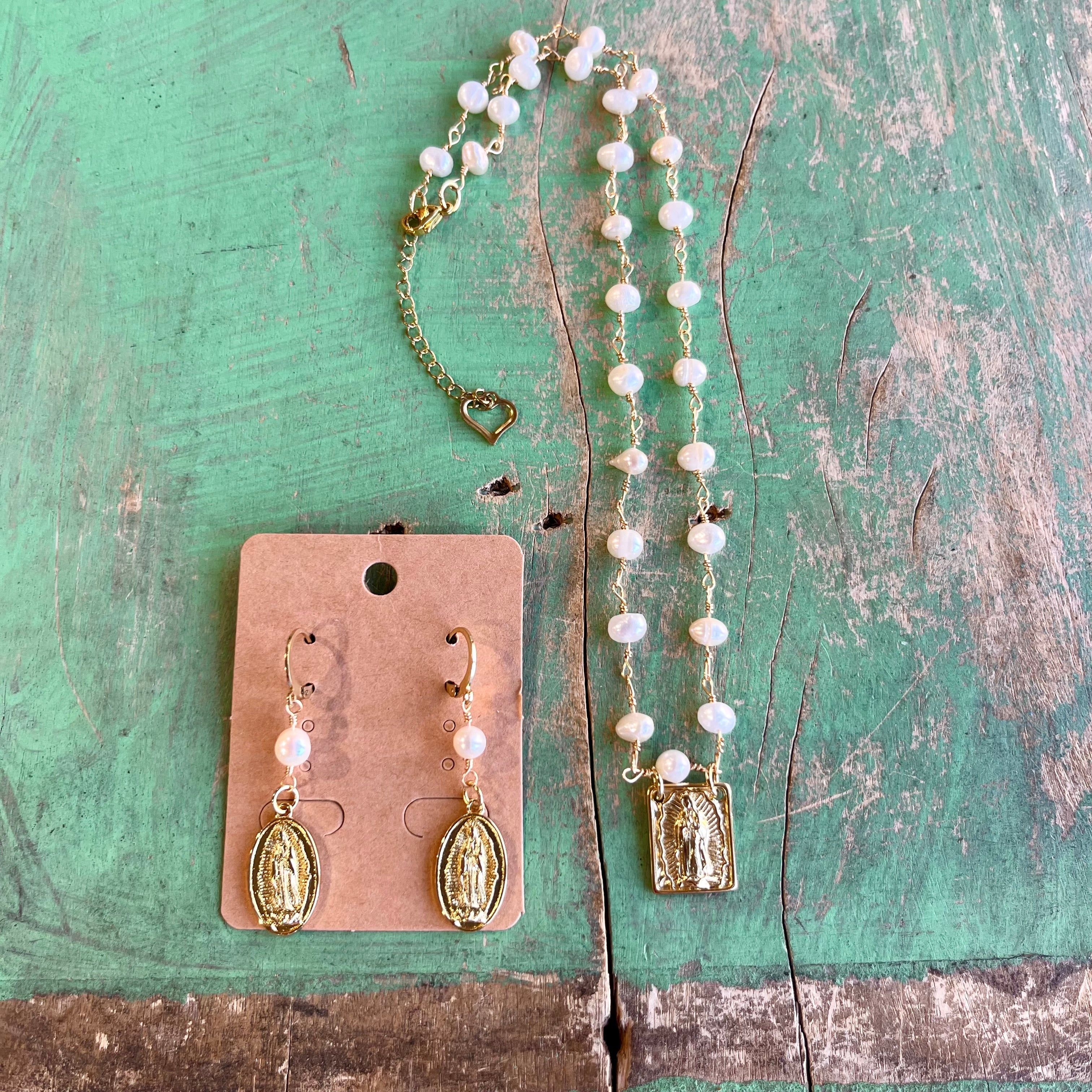 Scapular Inspired OLG Freshwater Pearl Necklace or Earrings