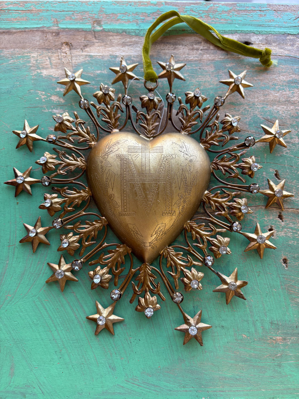 Jeweled Stars Sacred Heart Ornament