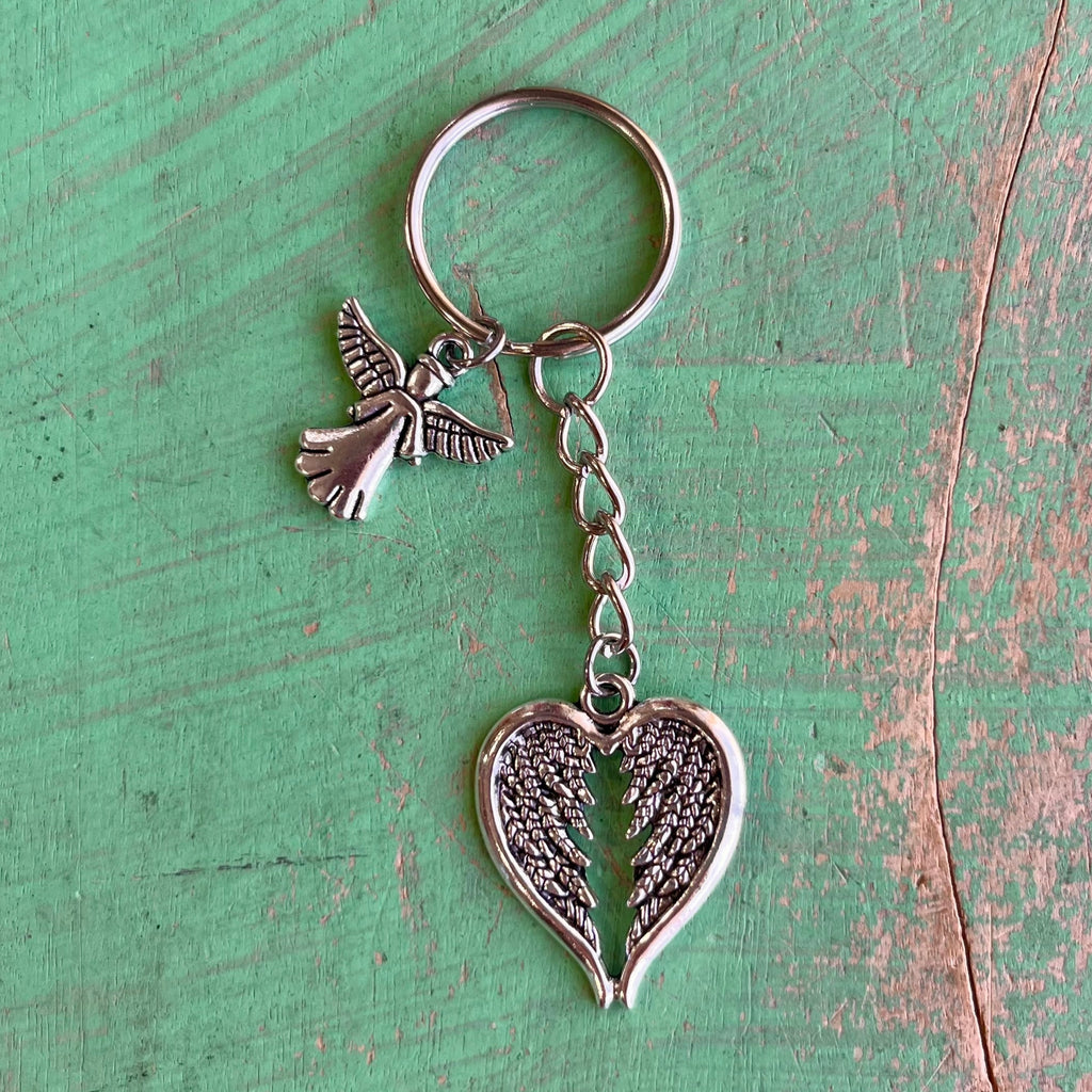 Angel Wing Heart Keychain