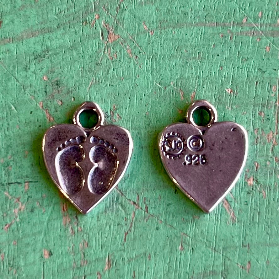 Sterling Silver Heart with Baby Feet