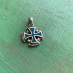 Sterling Silver Turquoise Jerusalem Cross Charm