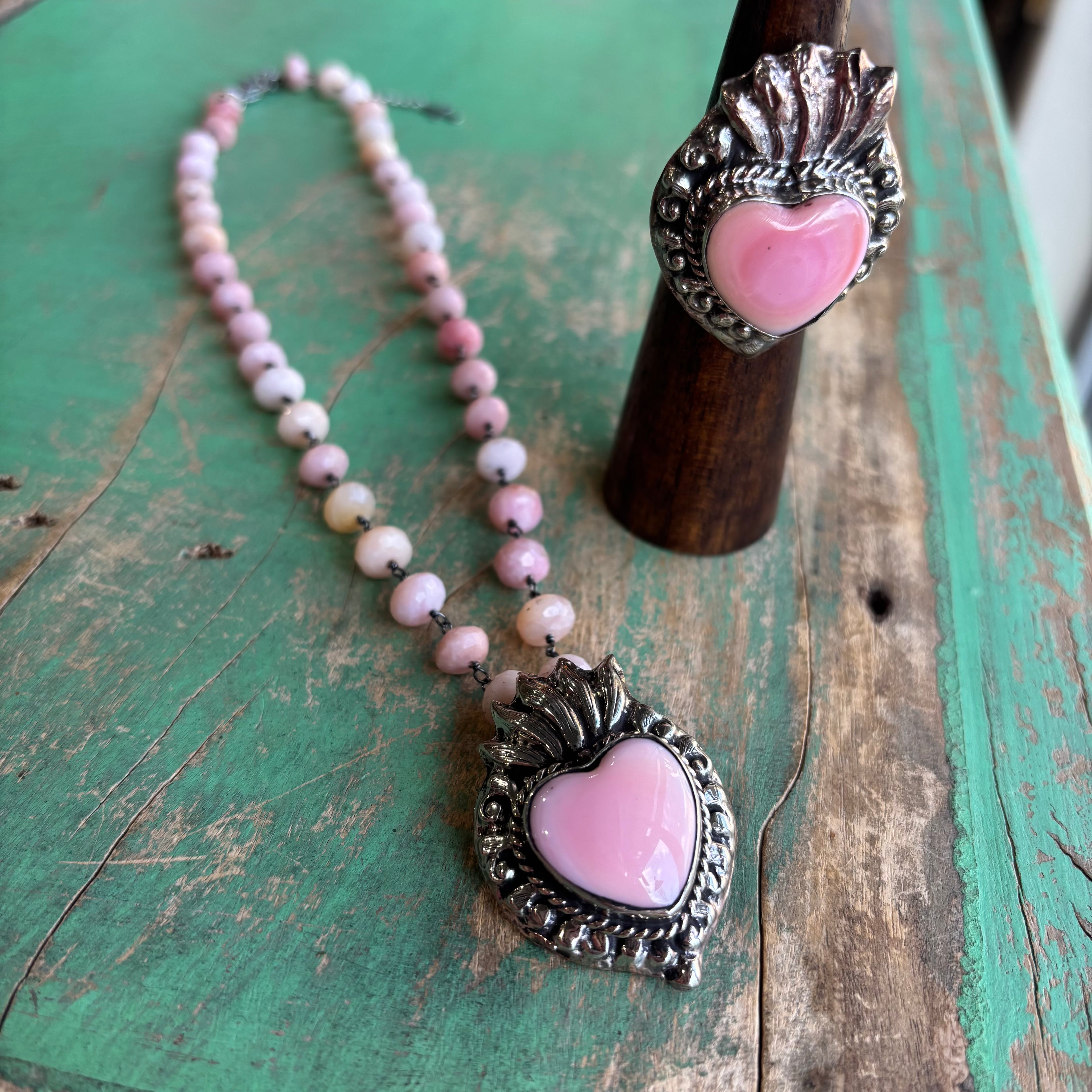 Pink Hearts on Fire Necklace or Ring