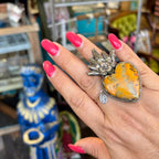 Bumble Bee Jasper Flaming Sacred Heart Necklace or Ring