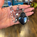 Black and White Sacred Heart Necklace