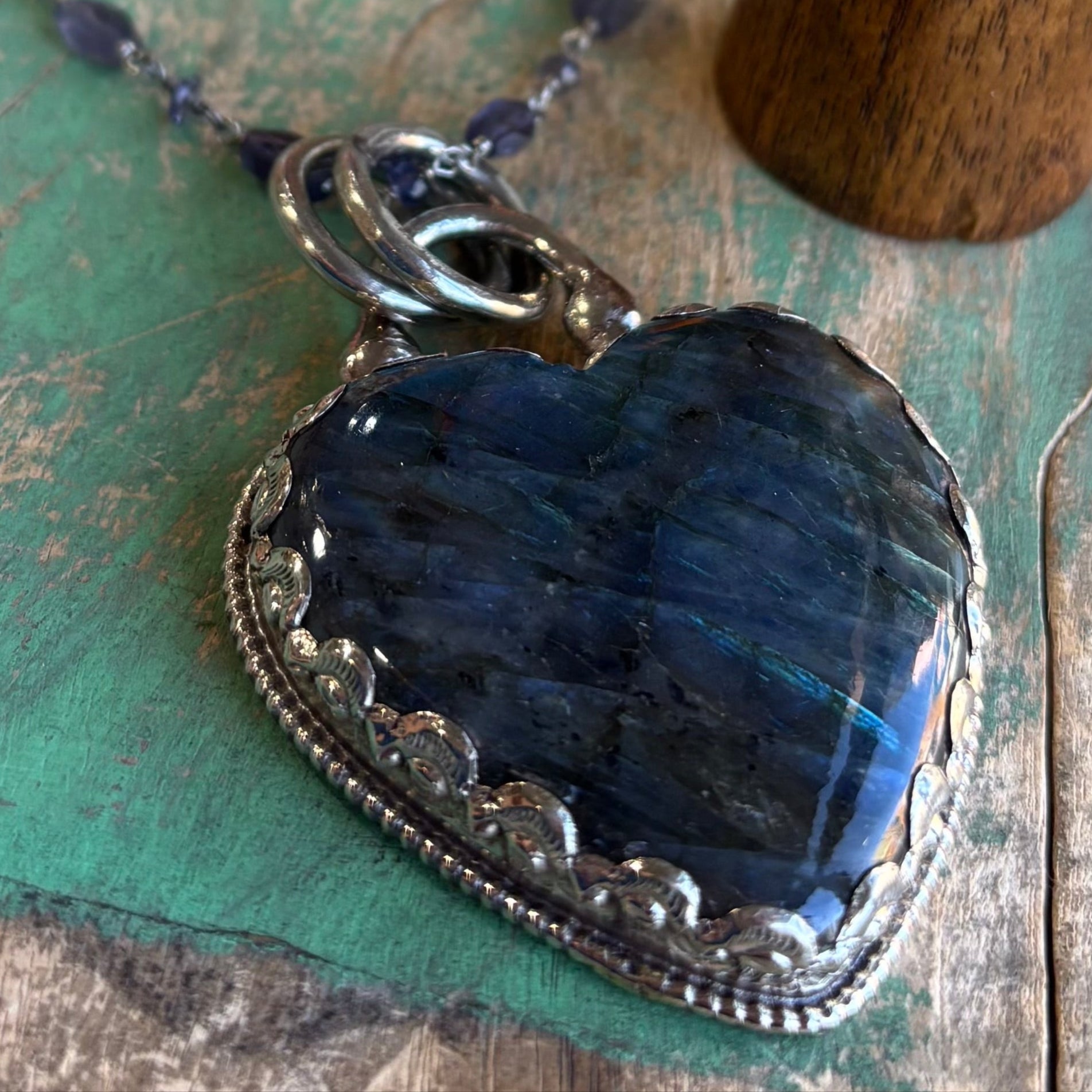 Labradorite Heart Necklace or Ring