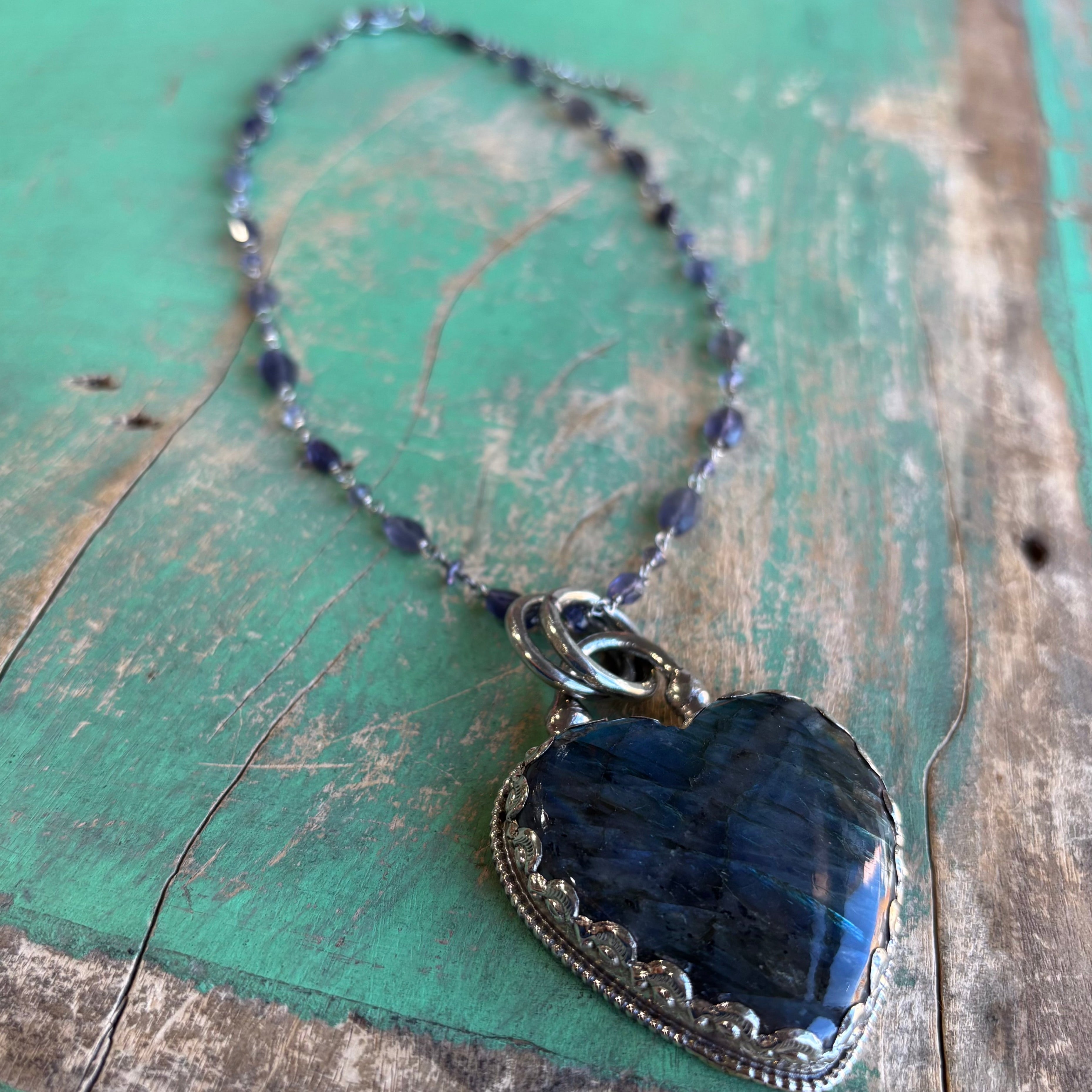 Labradorite Heart Necklace or Ring