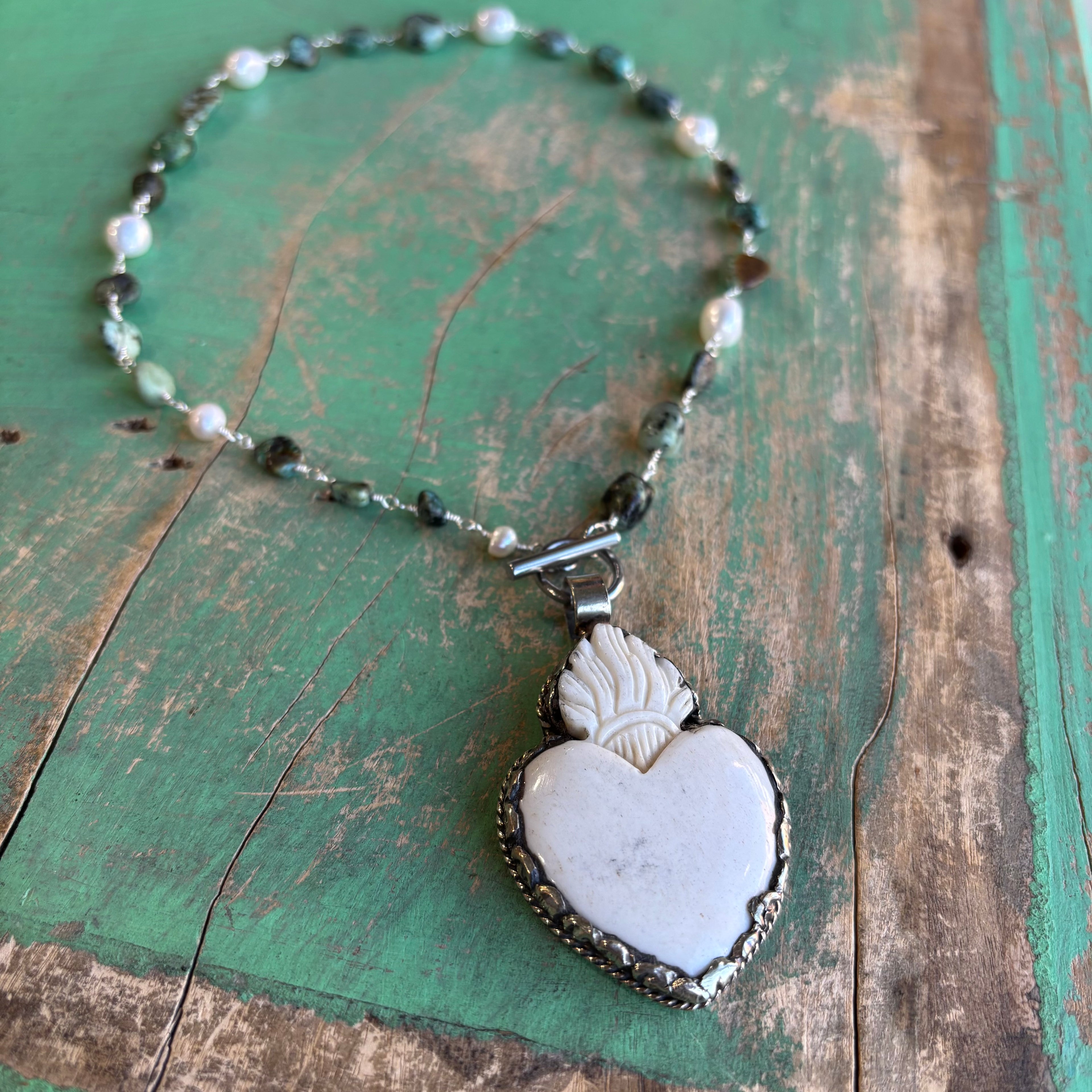 Turquoise Cowgirl Sacred Heart Necklace or Ring