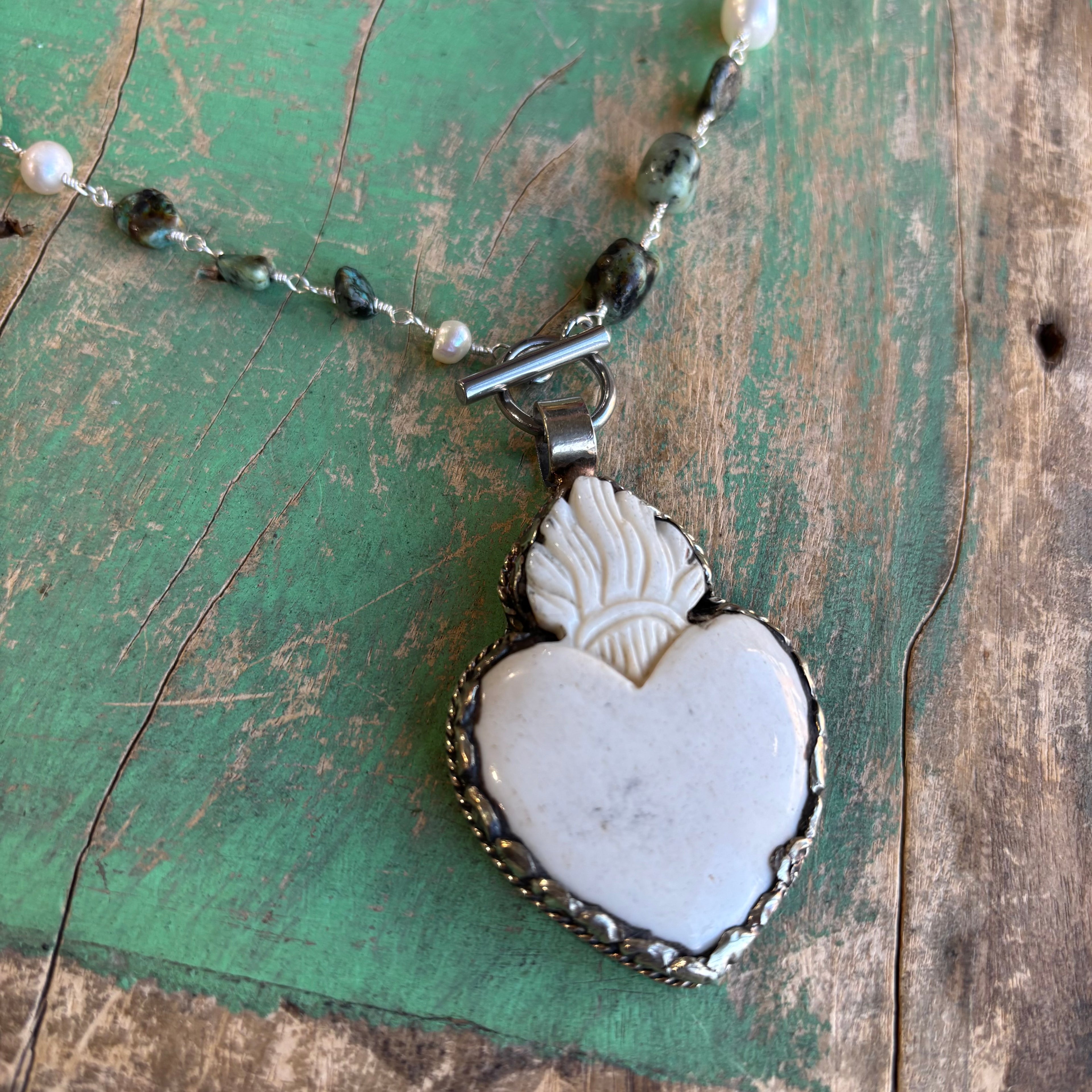 Turquoise Cowgirl Sacred Heart Necklace or Ring