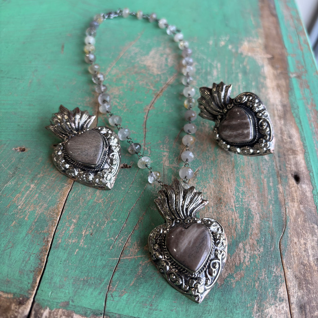 Tan Sacred Heart Necklace or Ring