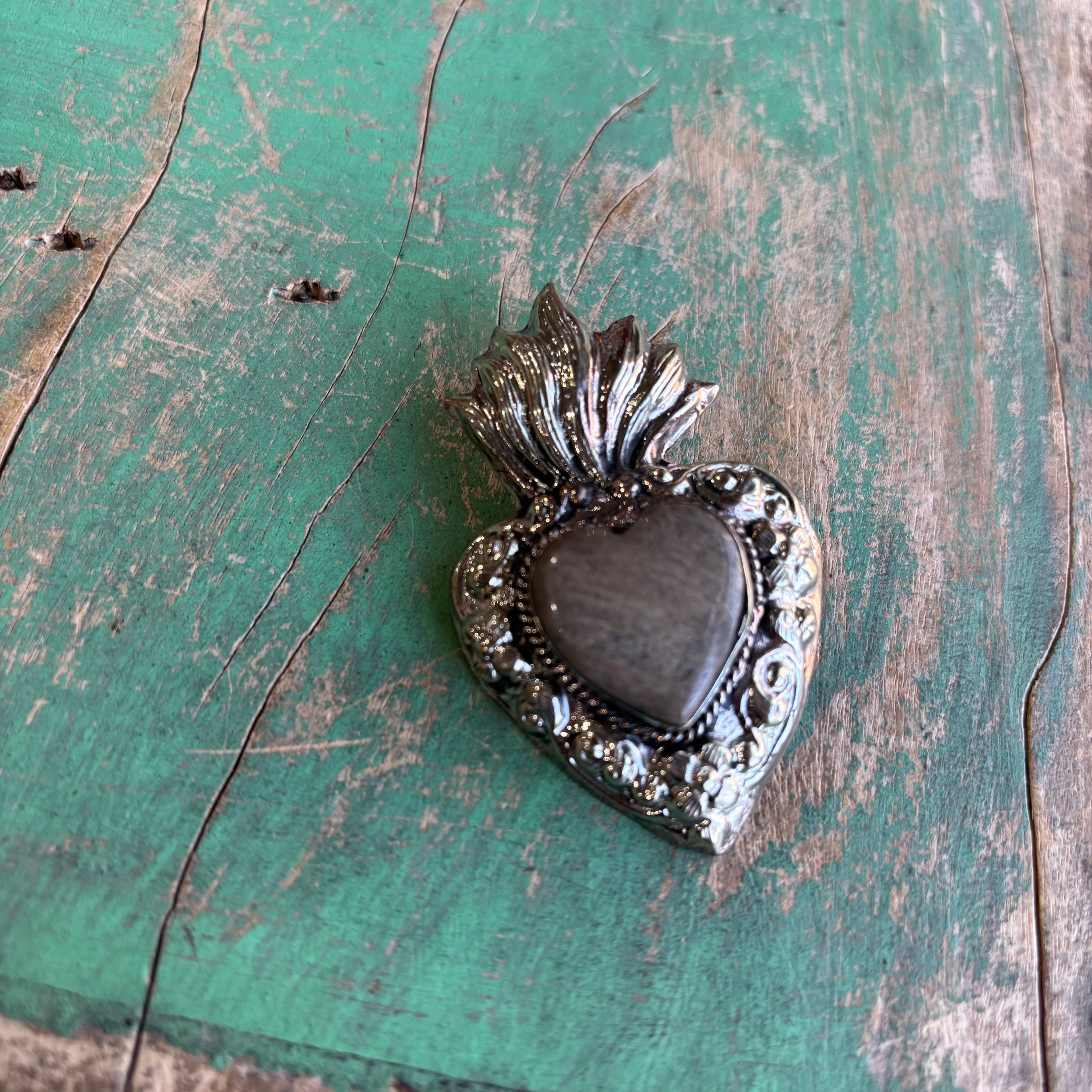 Tan Sacred Heart Necklace or Ring