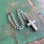 Mother of Pearl Flower Cross Shell Necklace or Pendant