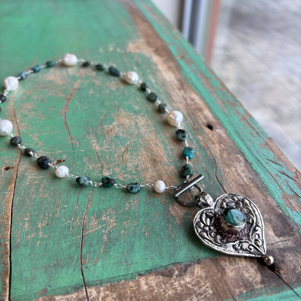Turquoise Cowgirl Heart Necklace