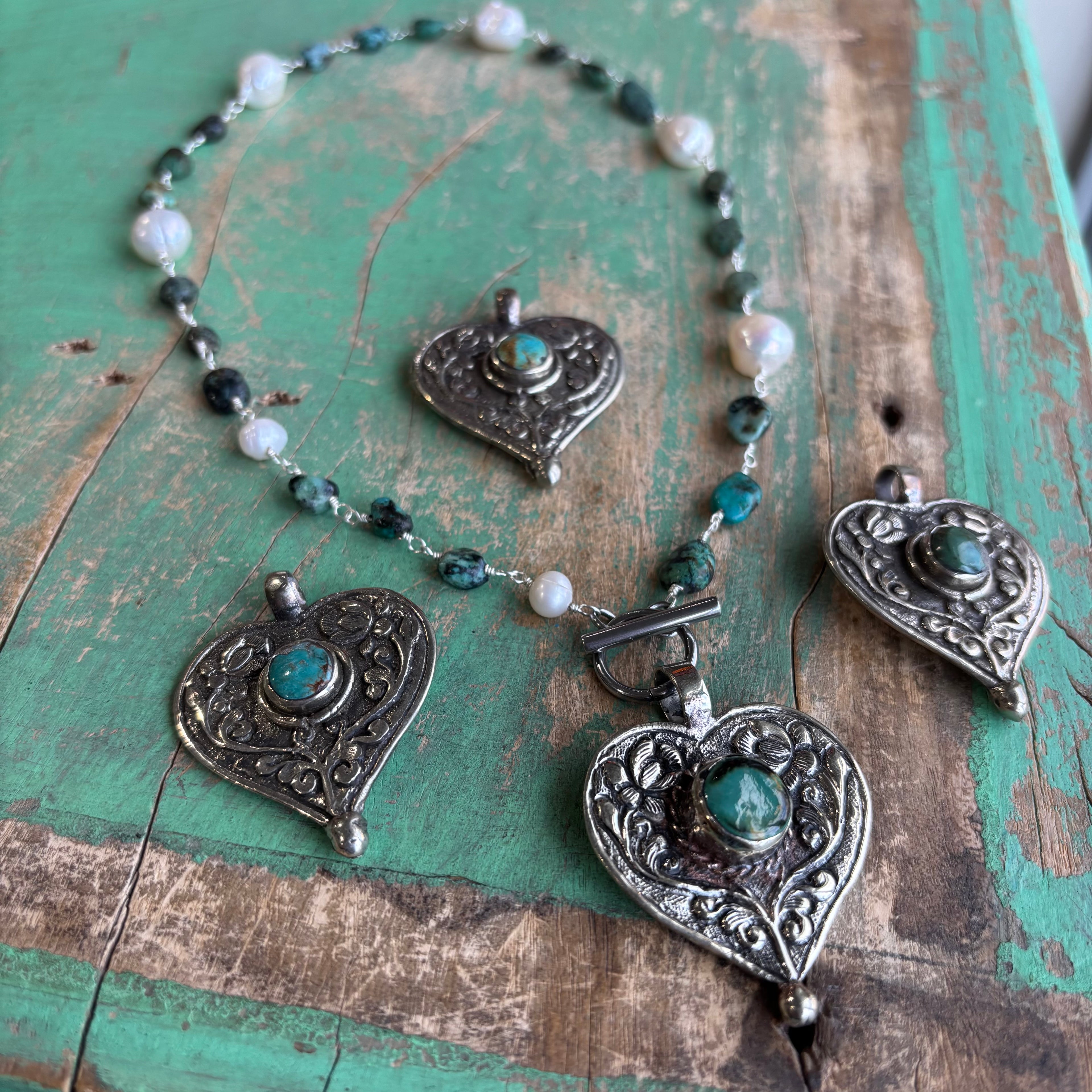 Turquoise Cowgirl Heart Necklace