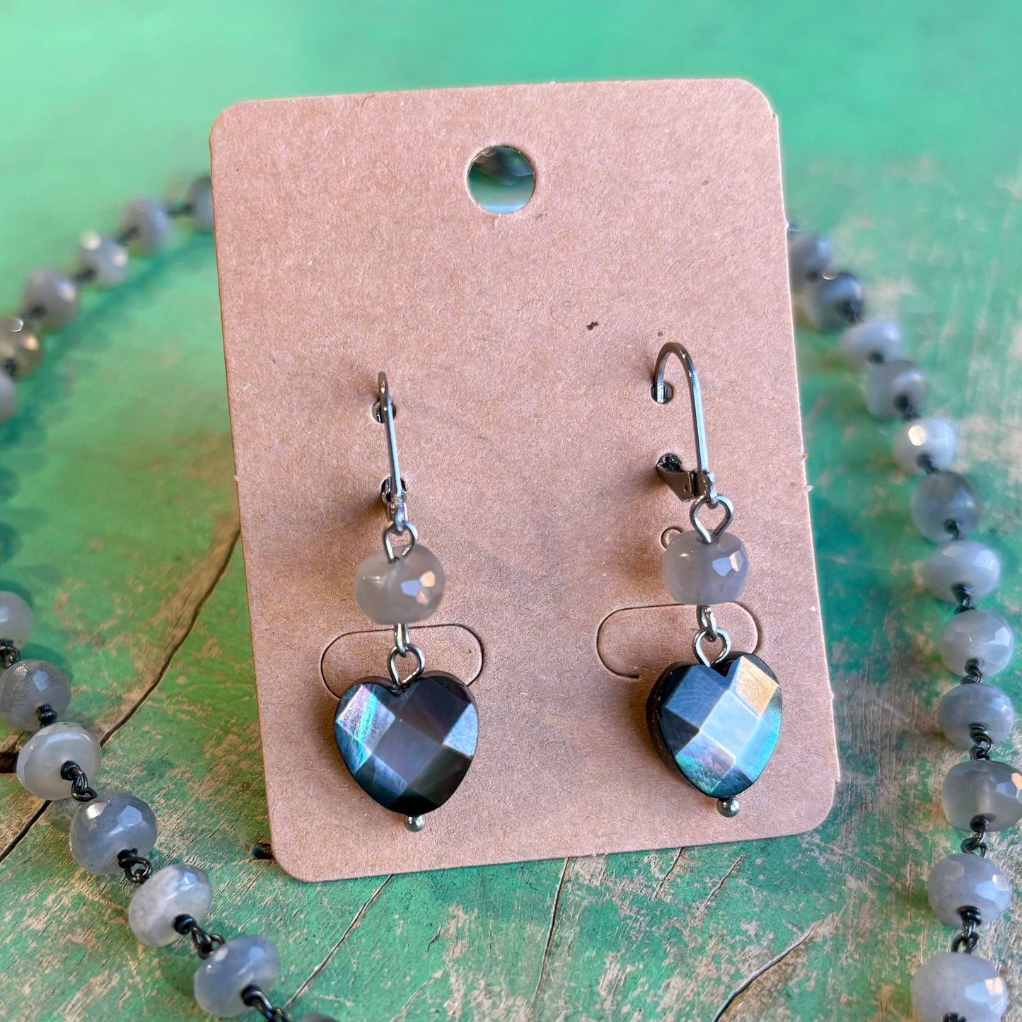 Labradorite Sacred Heart Necklace, Earrings and Rings