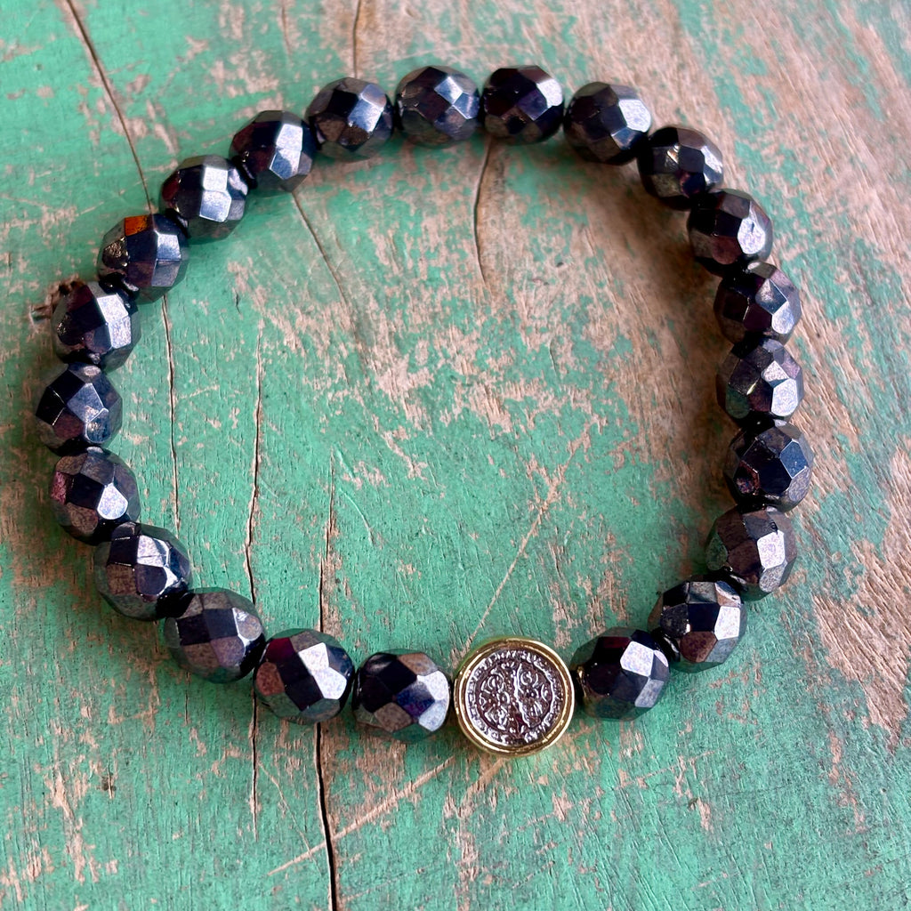 Small Two Tone St Benedict Bracelet or Earrings