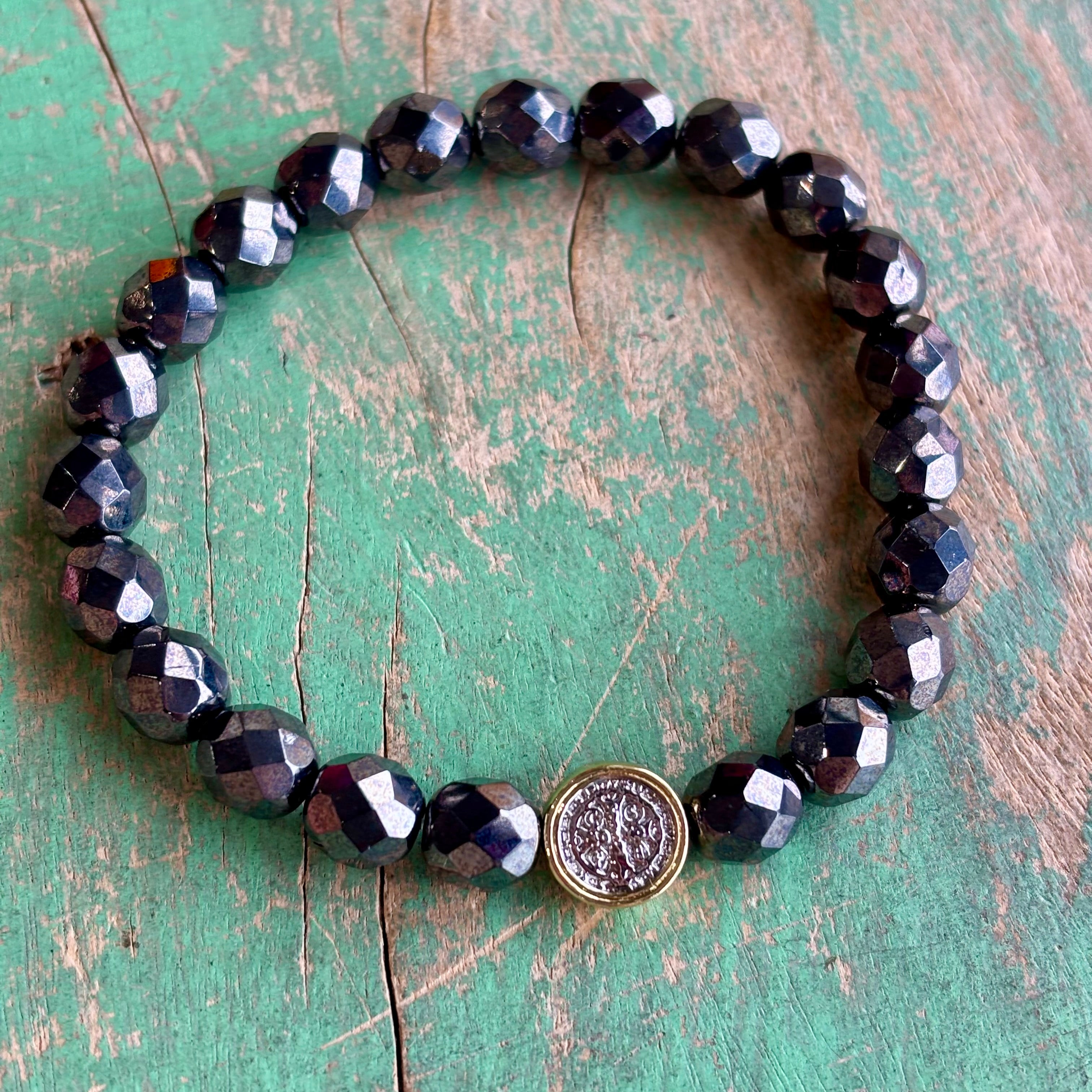 Small Two Tone St Benedict Bracelet or Earrings