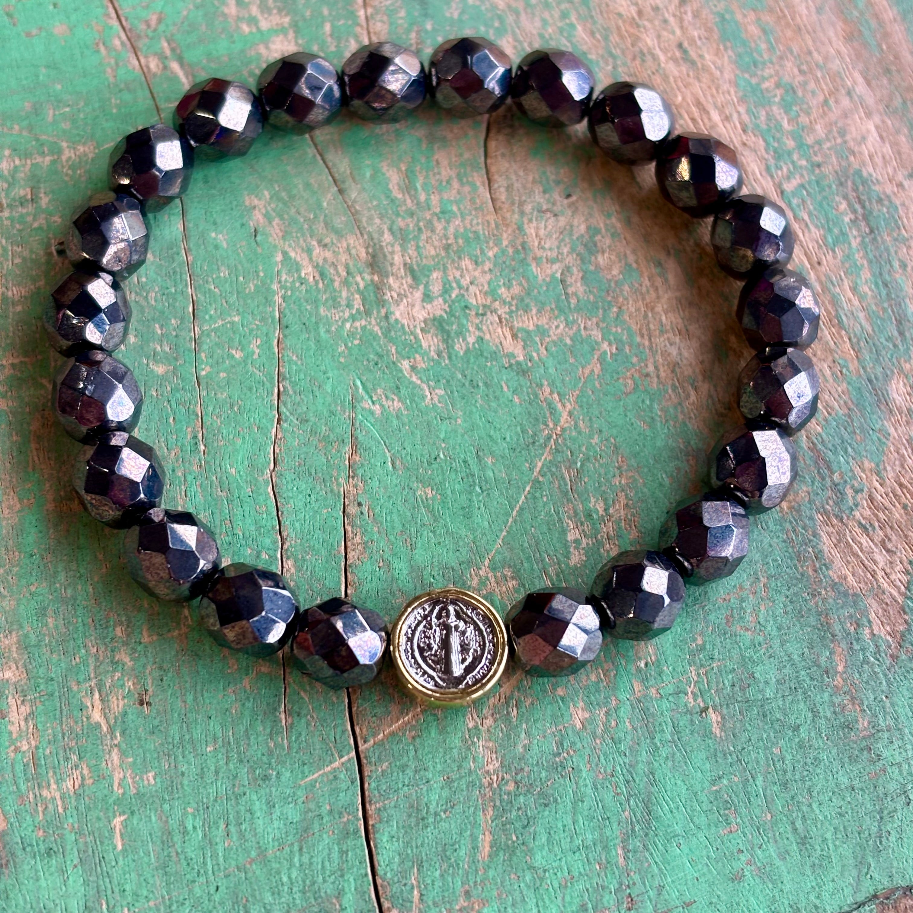 Small Two Tone St Benedict Bracelet or Earrings