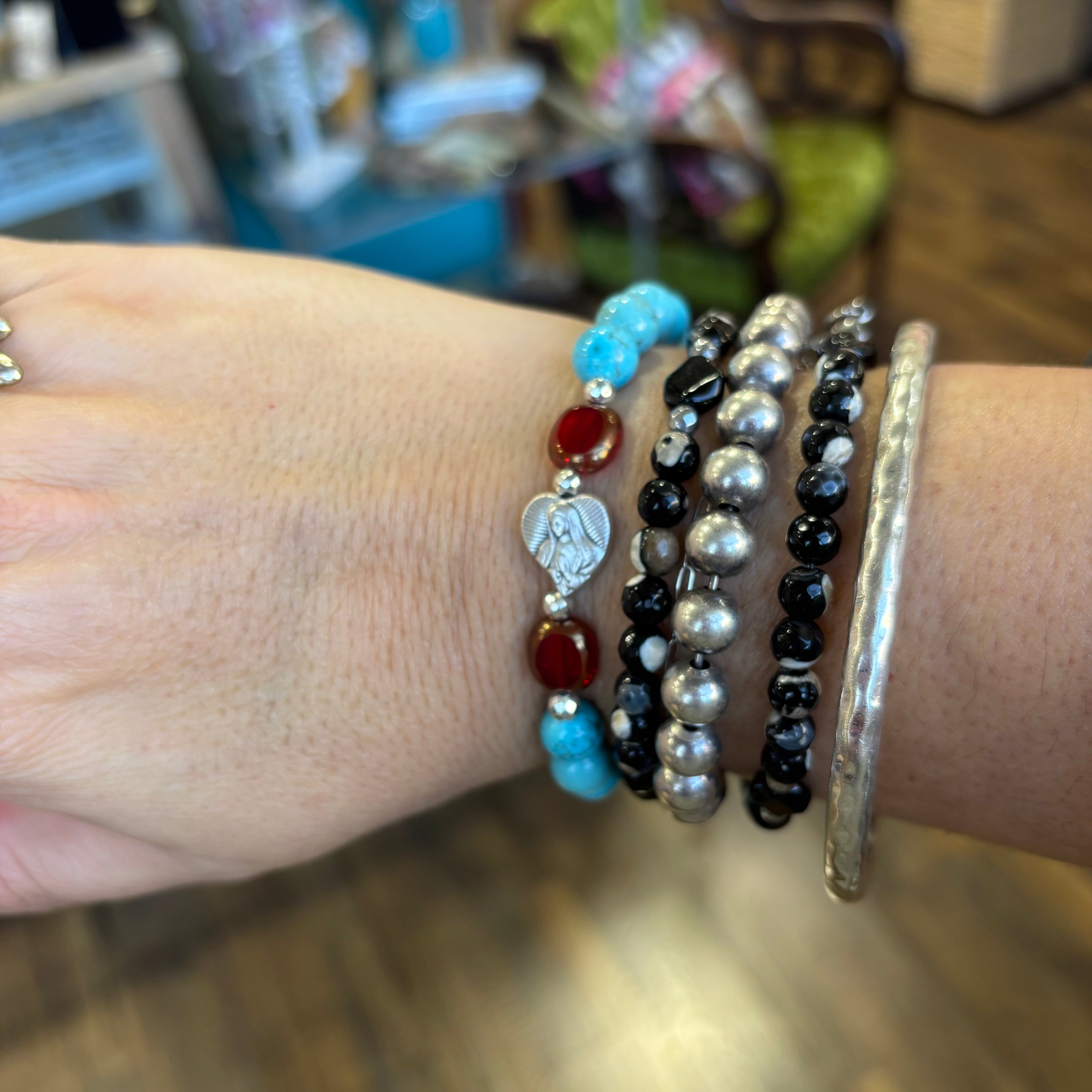 Turquoise and Red OLG Rose Bracelet or Earrings.