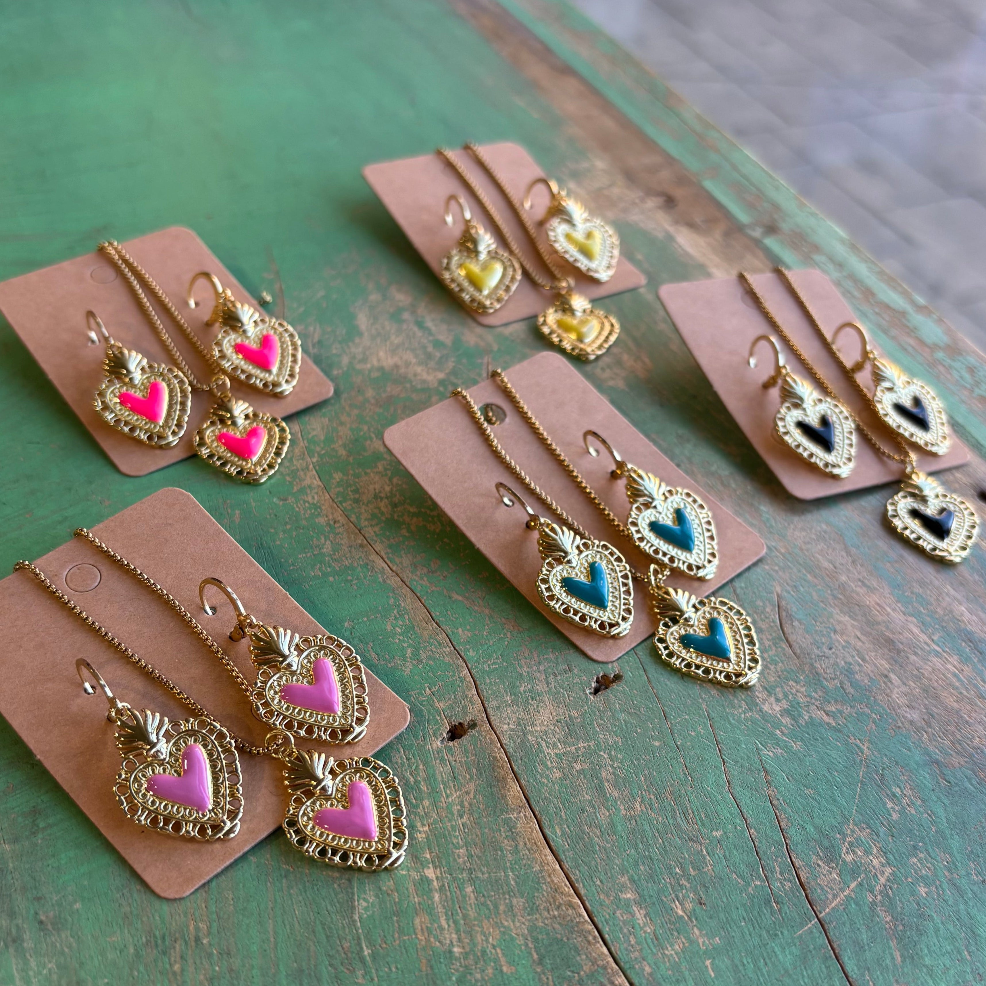 Bright Sacred Heart Earrings Or Necklace