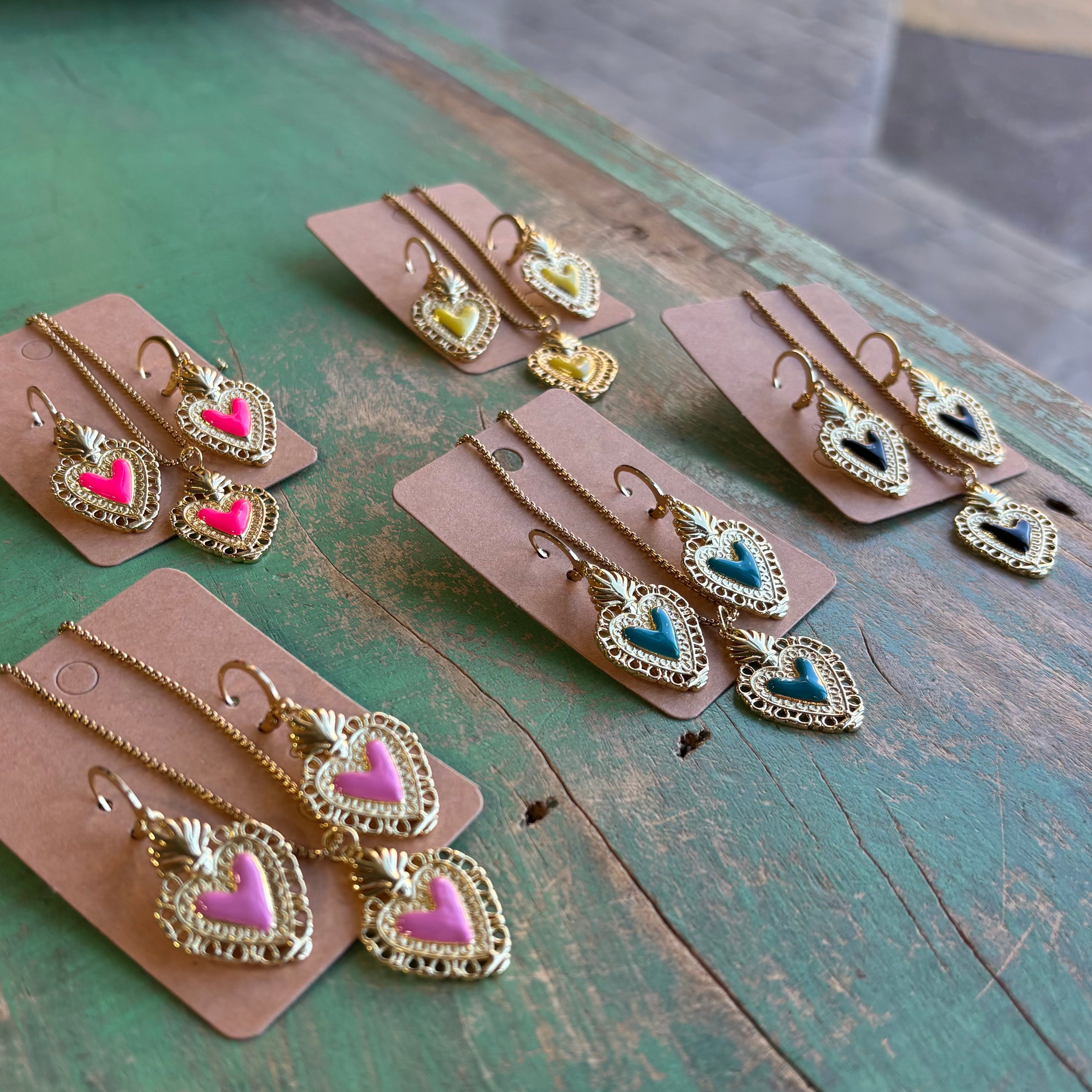 Bright Sacred Heart Earrings Or Necklace