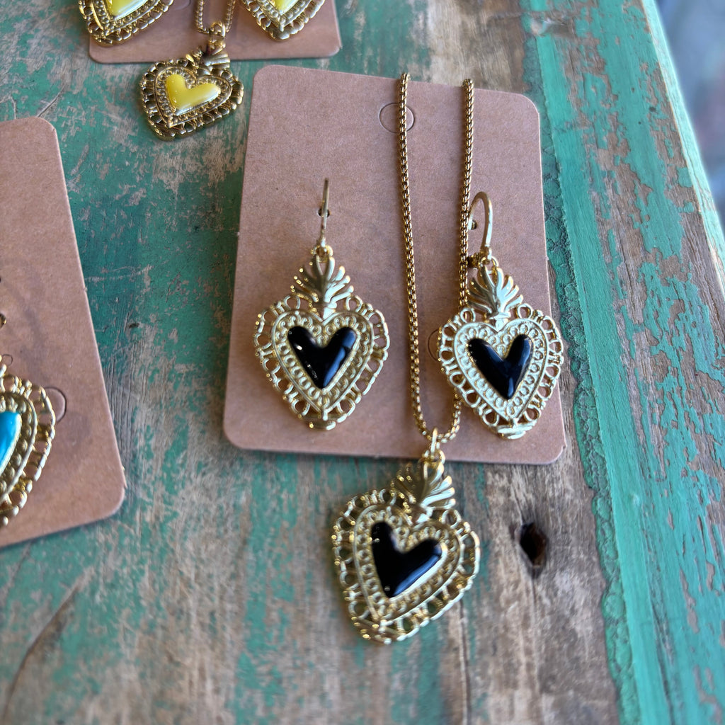 Bright Sacred Heart Earrings Or Necklace