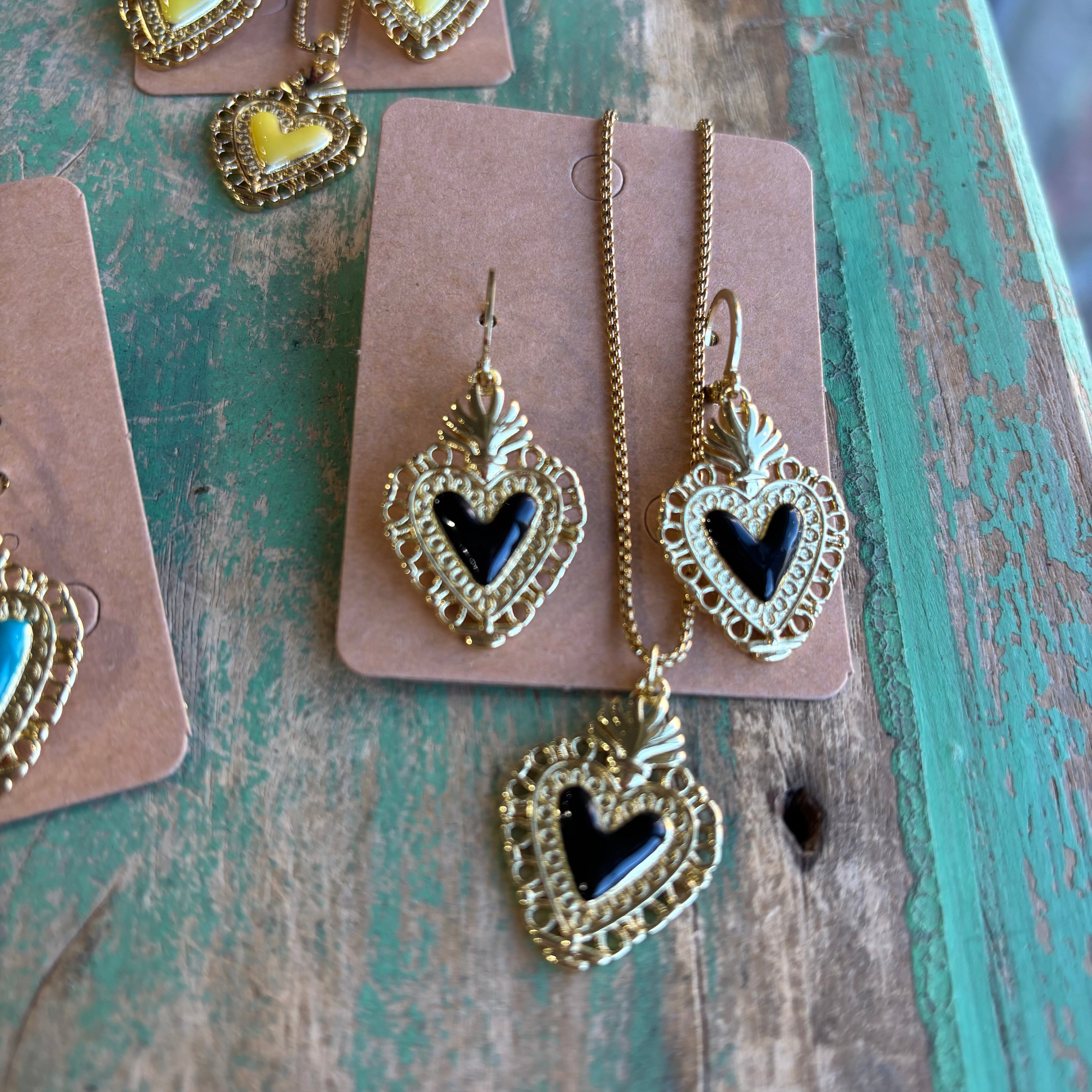 Bright Sacred Heart Earrings Or Necklace