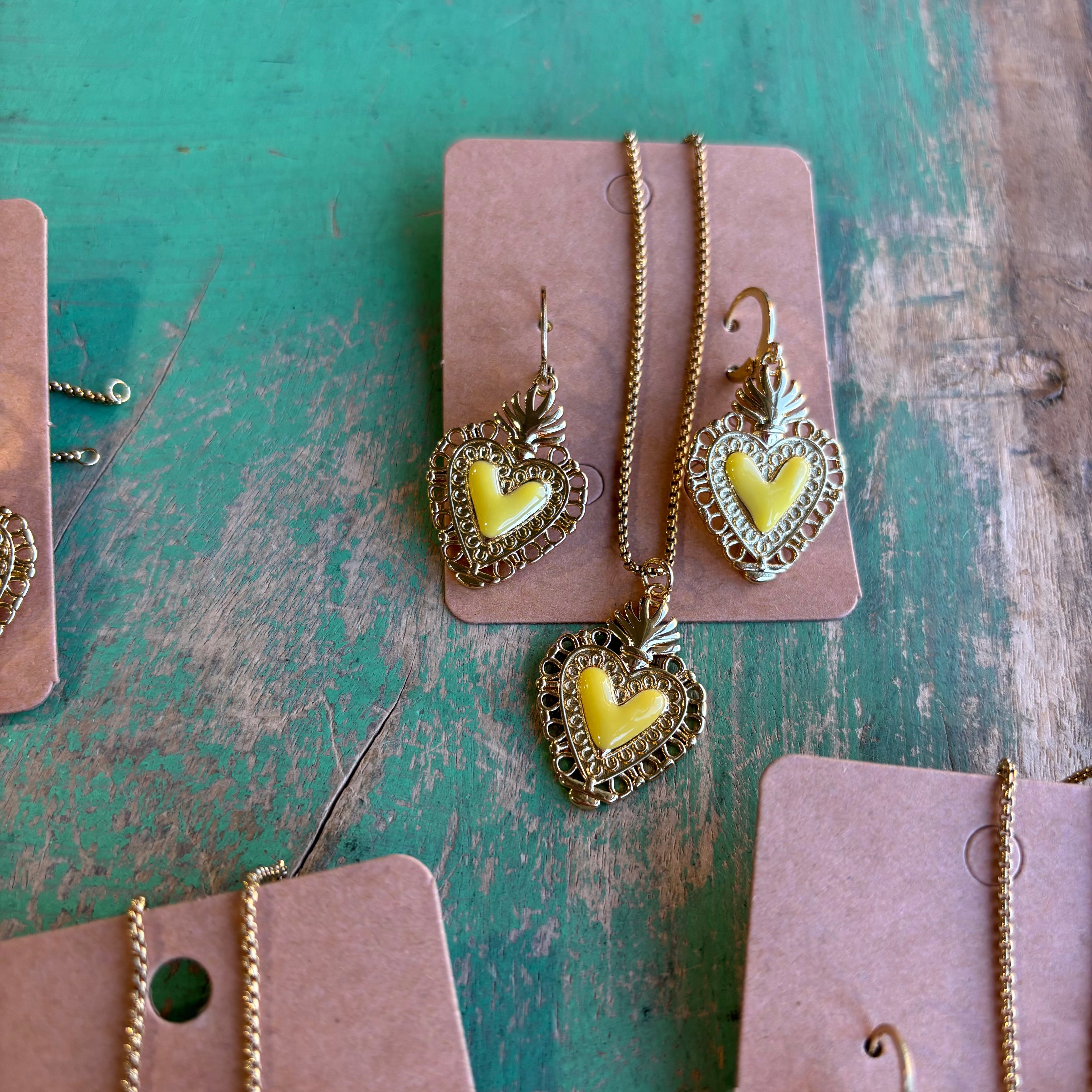 Bright Sacred Heart Earrings Or Necklace