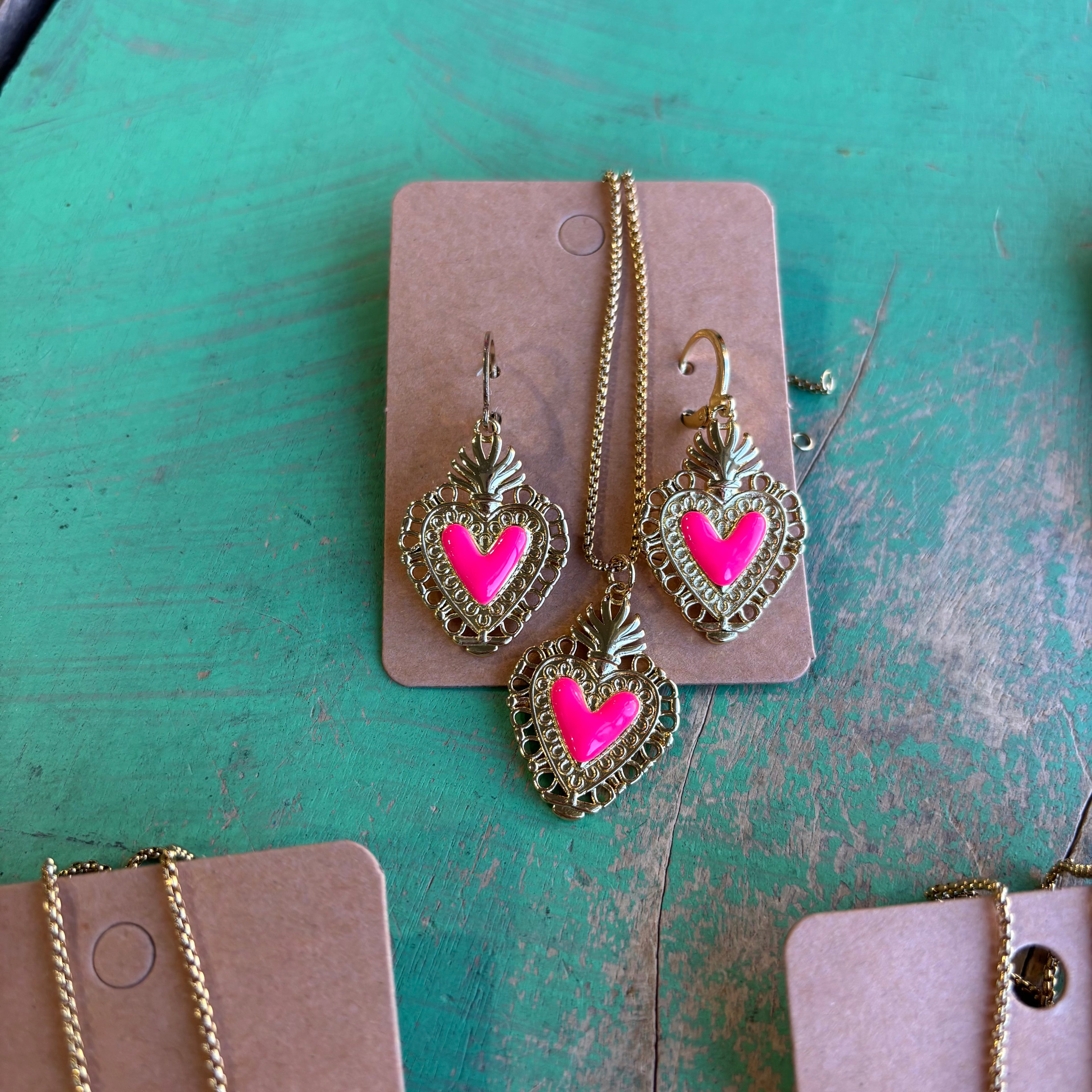 Bright Sacred Heart Earrings Or Necklace