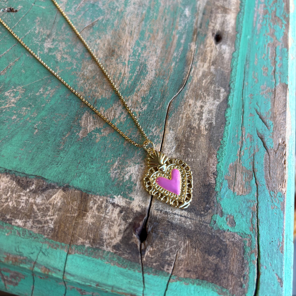 Bright Sacred Heart Earrings Or Necklace