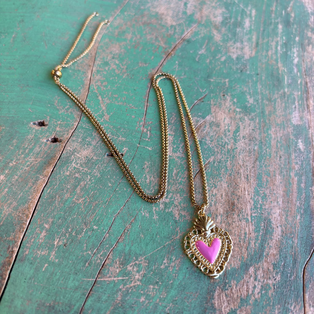 Bright Sacred Heart Earrings Or Necklace