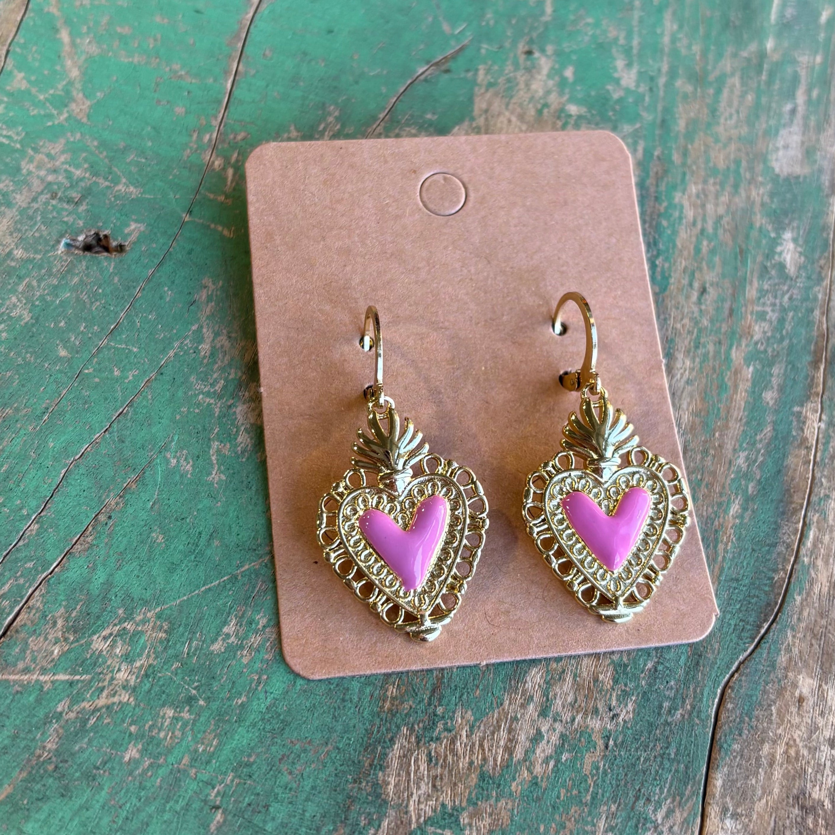Bright Sacred Heart Earrings Or Necklace