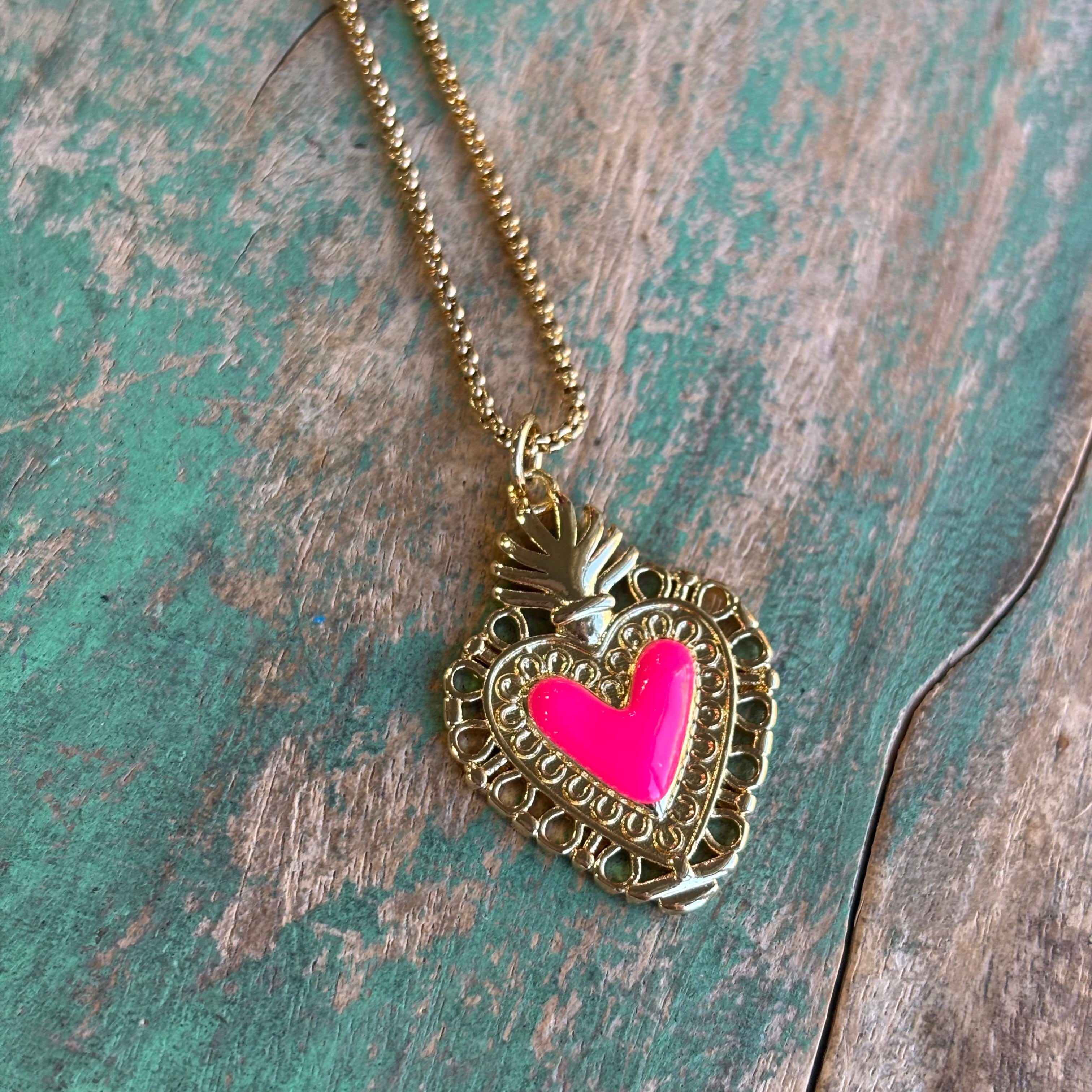 Bright Sacred Heart Earrings Or Necklace