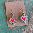 Bright Sacred Heart Earrings Or Necklace